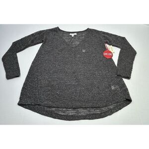 Aeropostale Juniors Small Dark Gray Long‎ Sleeve Shirt Lightweight Tinsel Accent